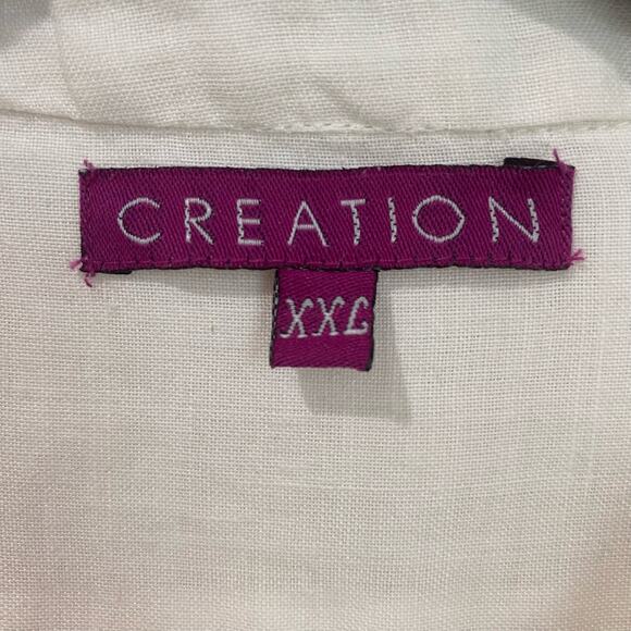 Creation White Linen Button Down Size XXL - Picture 5 of 9